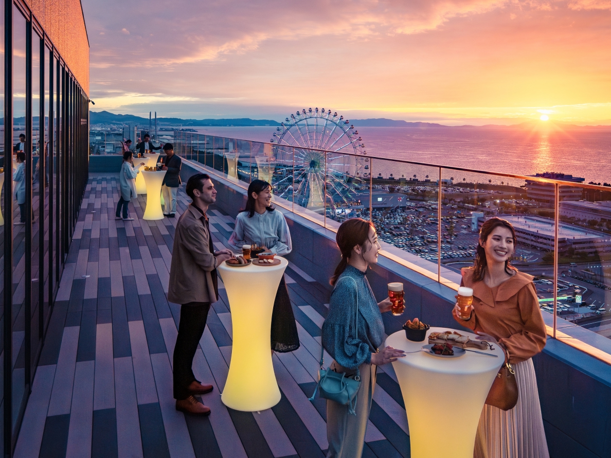 Spacious rooftop terrace of YONA YONA MOON WALK with a great view