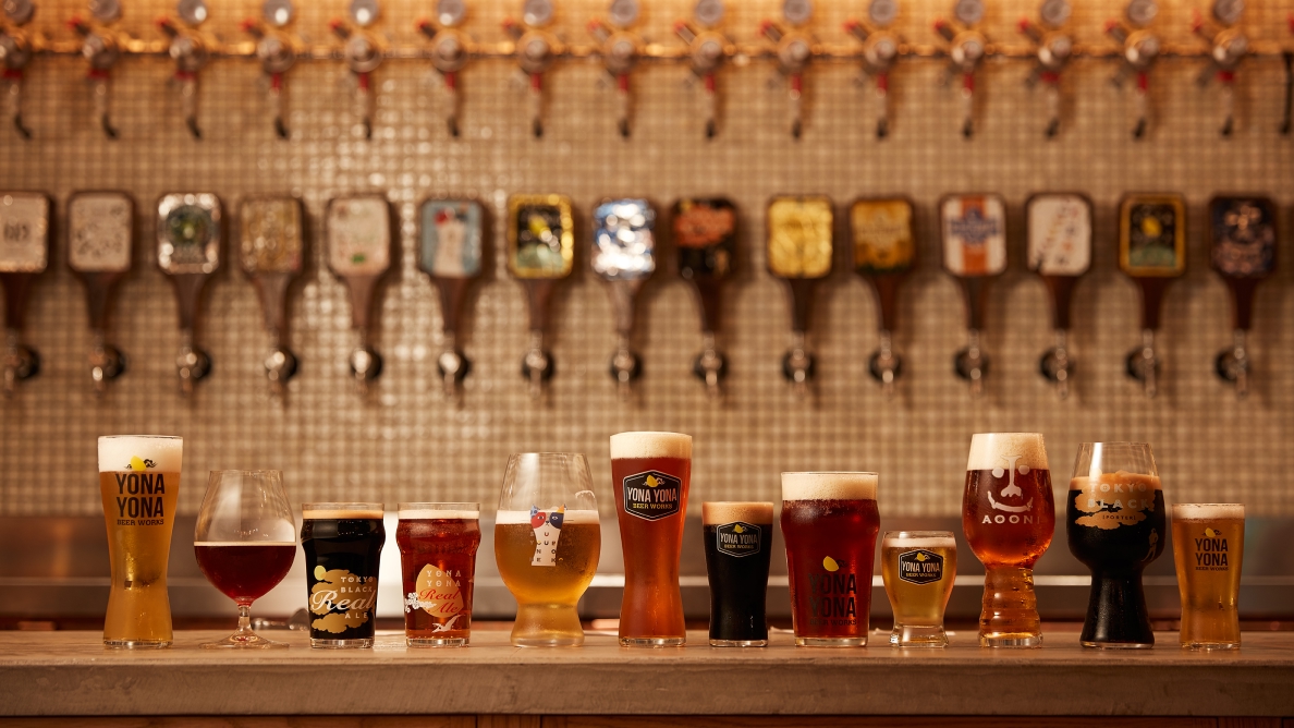 This is a photo. It shows many kinds of craft beers.